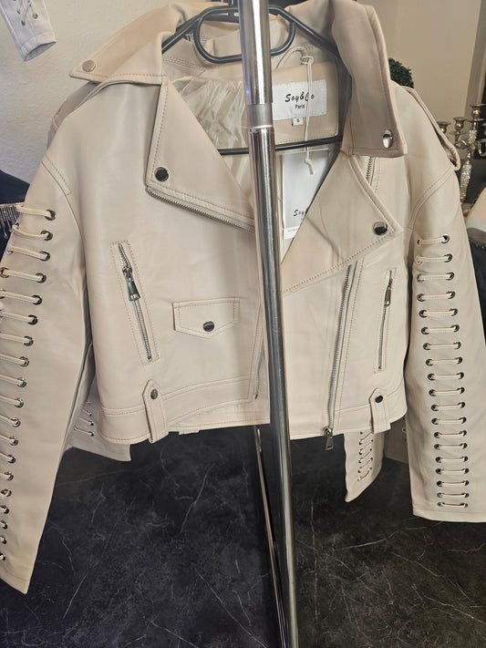 Lederjacke Creme