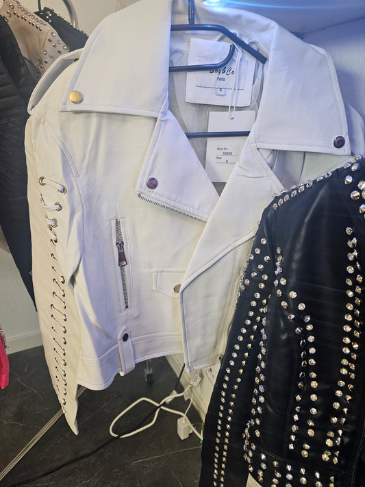 Lederjacke weiß